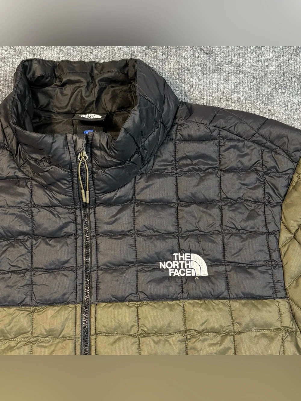 The North Face ThermoBall Eco Jacket Mens XXL Olive Green Black Full Zip